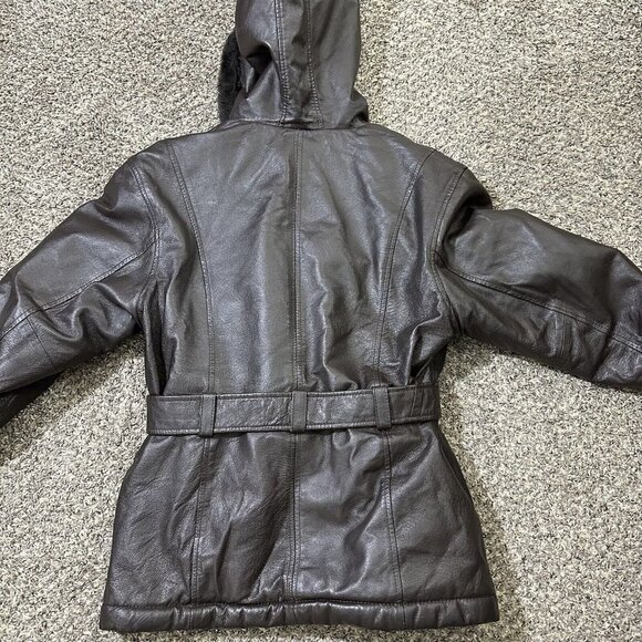 Wilsons Leather Pelle Studio Hooded Faux Fur Trim Lined Jacket Penny Lane Size M - Picture 4 of 5
